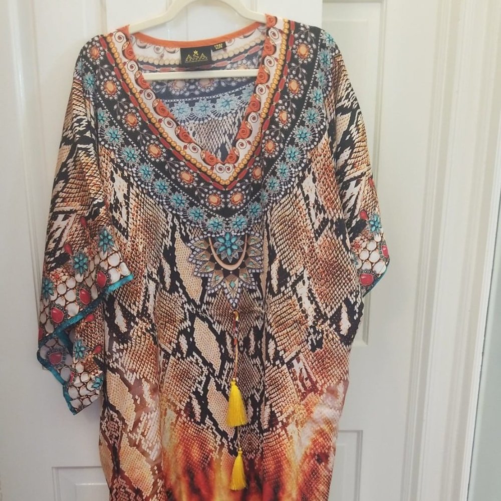 Asa Kaftans Aruba Drawstring Long Kaftan NWT